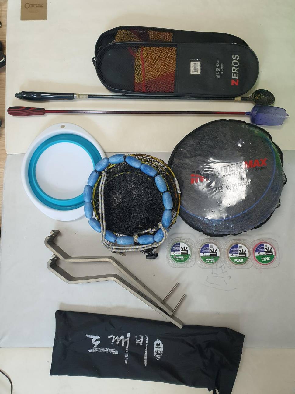 낚시용 소품 일괄 2만원 Z크랭크당줄살림망쏠채떡밥그릇삼각뜰채망 (중고장터 - 팝니다)