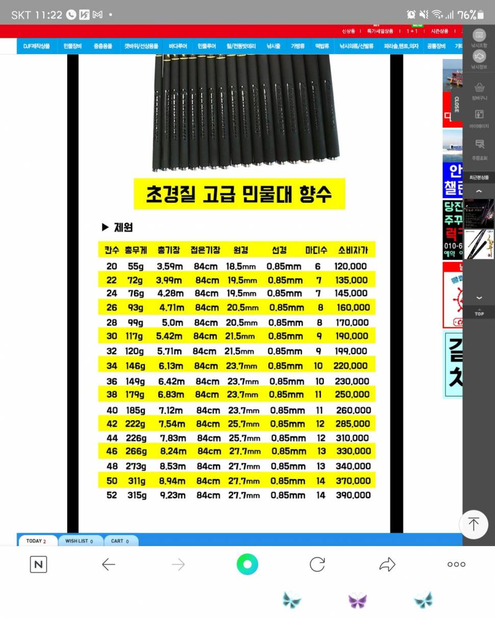 향수낚시대 등 낚시용품 (중고장터 - 팝니다)