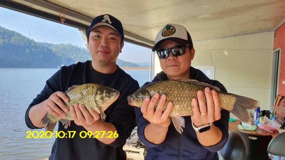 신원낚시터10월20일 토종붕어 4짜와 덩어리들 사진입니다 (유료터정보 - 유료터점주조황)