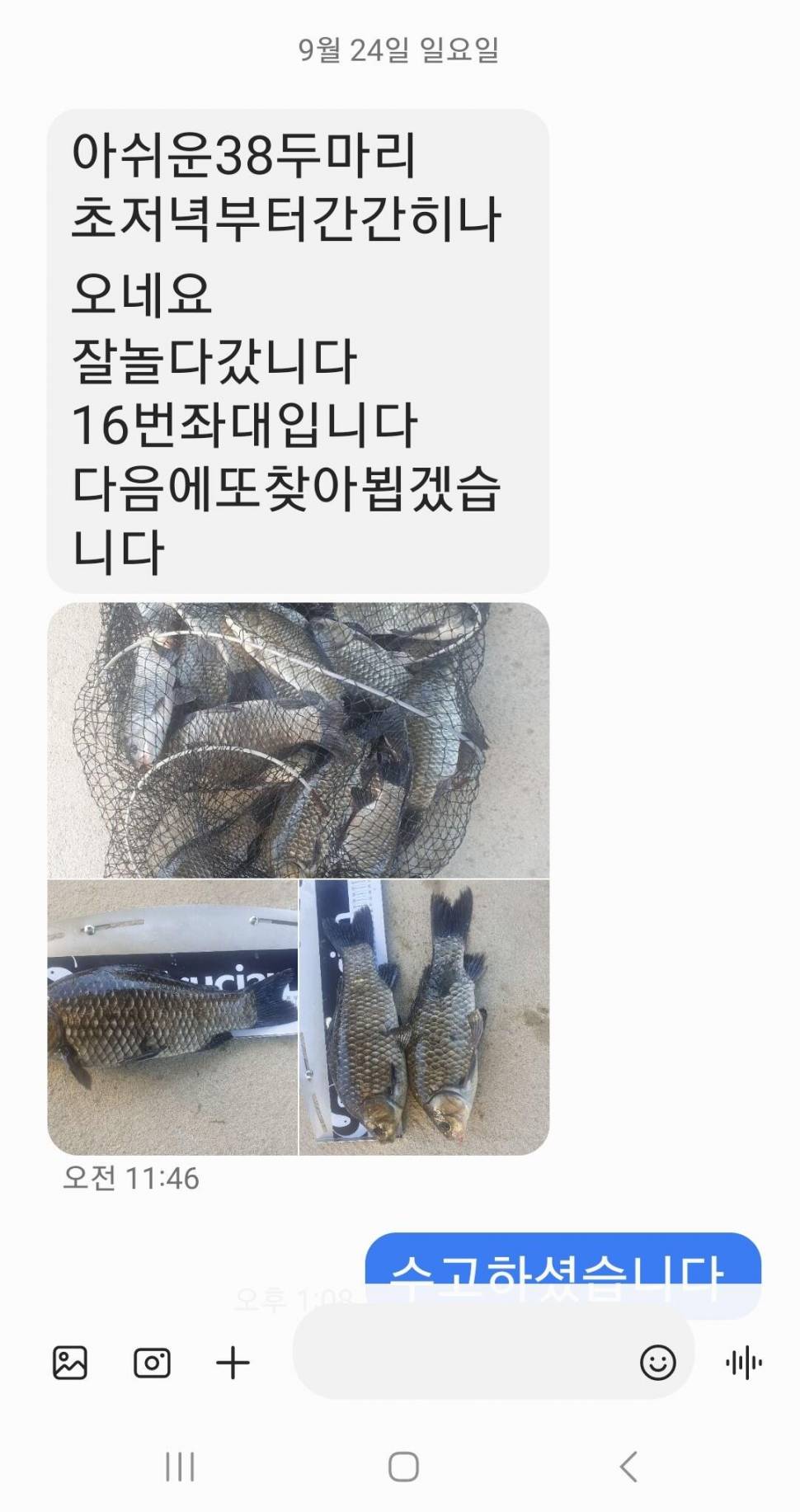 2023년 9월 넷째주 조황정보 용담낚시터사암지 (유료터정보 - 유료터점주조황)