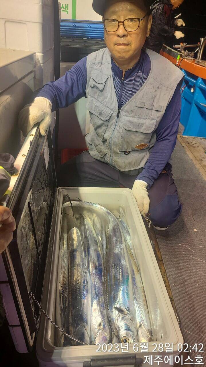 제주에이스호27일대갈치조황입니다 전좌석봉돌투등기장착무료이용 (조황조행기 - 바다선상조황)