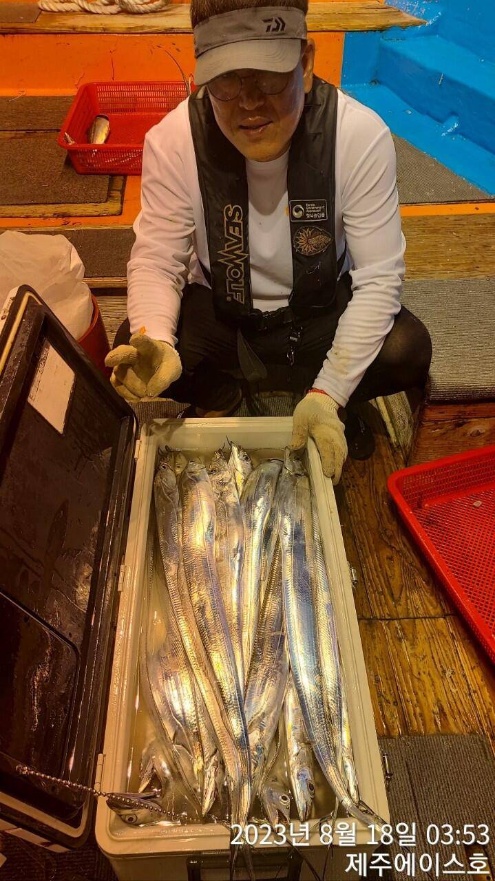제주에이스호17일갈치조황입니다전좌석봉돌투승기장착무료이용문의01035483472 (조황조행기 - 바다선상조황)