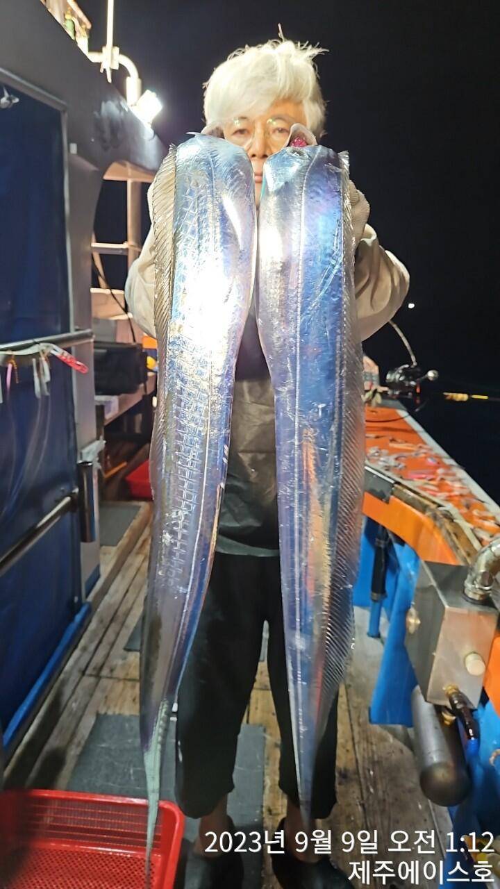 주에이스호8일갈치가 풍년입니다문의01035483472 01038603472 (조황조행기 - 바다선상조황)