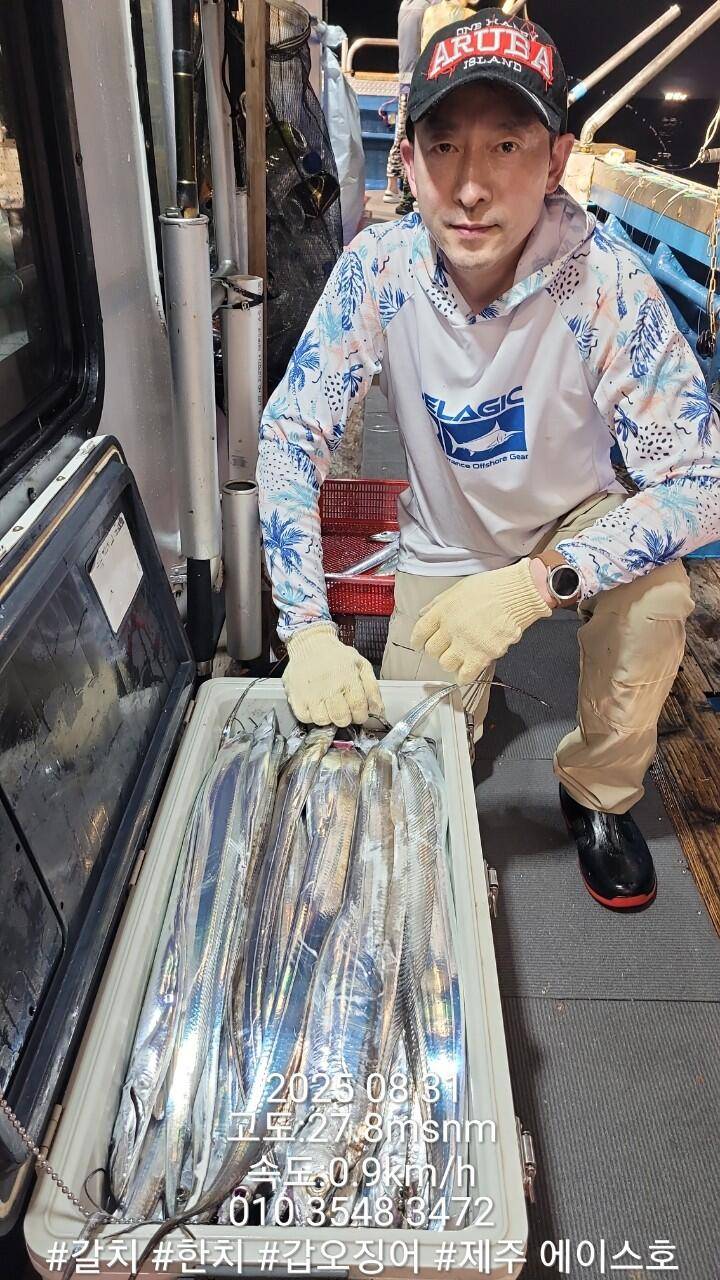 제주에이스호8월30일제주갈치조황입니다010 35483472010 3860 3472977톤22인승12석운전좌석봉돌투등기장착 청결은보장 (조황조행기 - 바다선상조황)