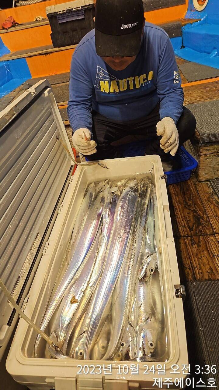 제주에이스호23일갈치조황입니다문의0103548347201038603472 (조황조행기 - 바다선상조황)