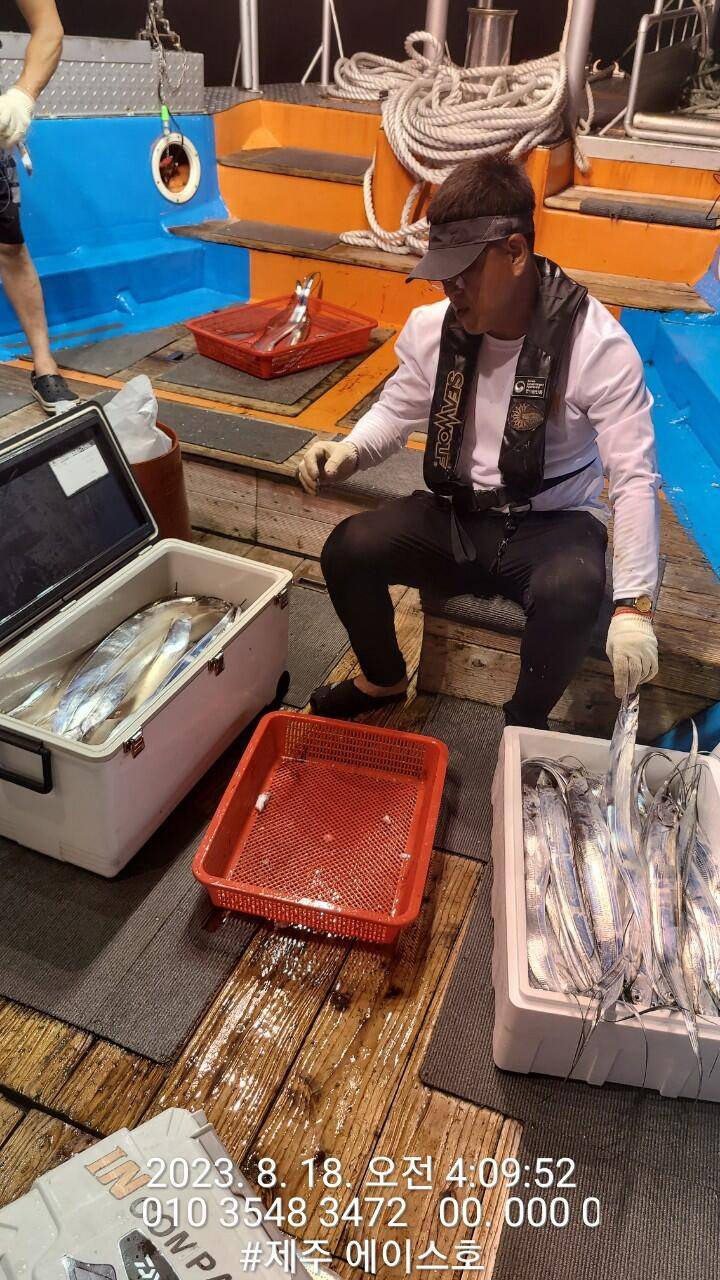 제주에이스호17일갈치조황입니다전좌석봉돌투승기장착무료이용문의01035483472 (조황조행기 - 바다선상조황)