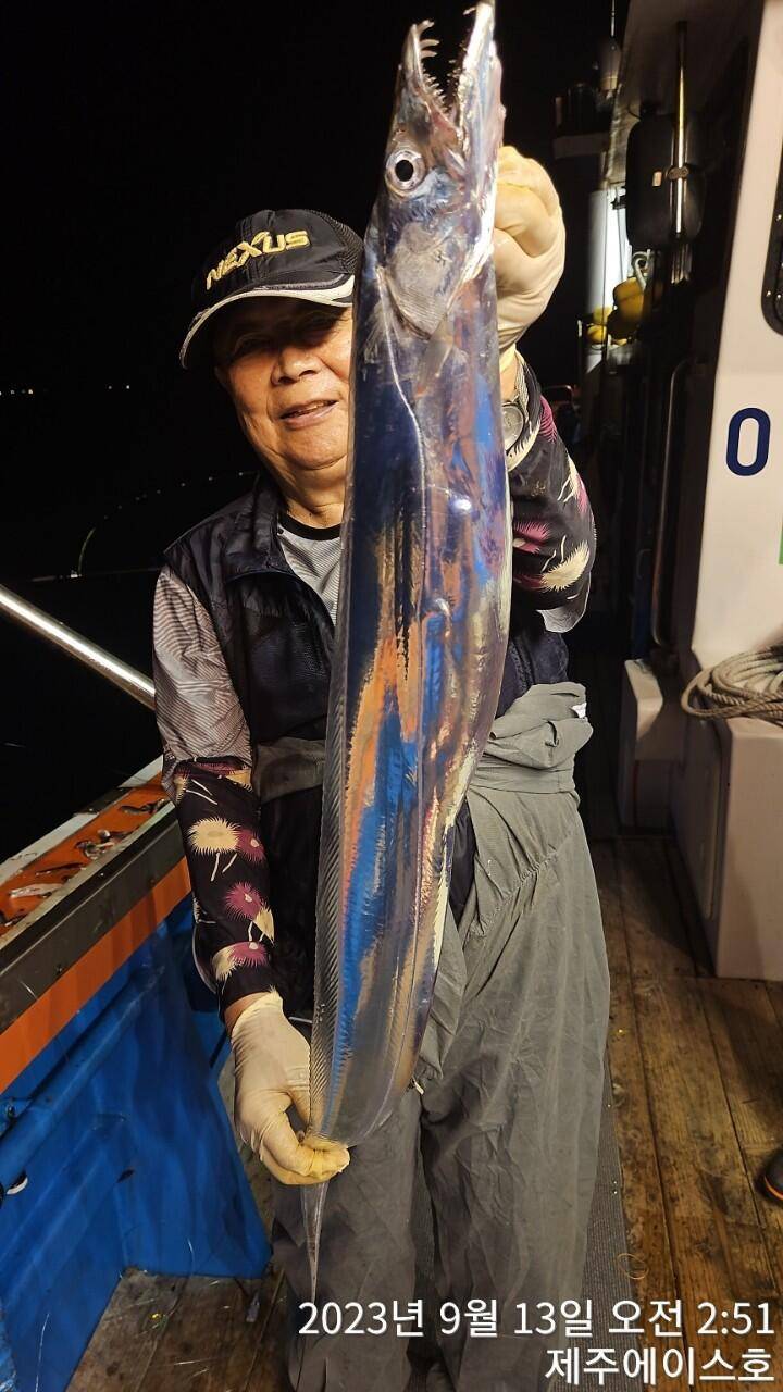 제주에이스호12일씨알굵은갈치조황입니다문의0103548347201038603472전좌석 자동봉돌투승기장착22인승 1… (조황조행기 - 바다선상조황)