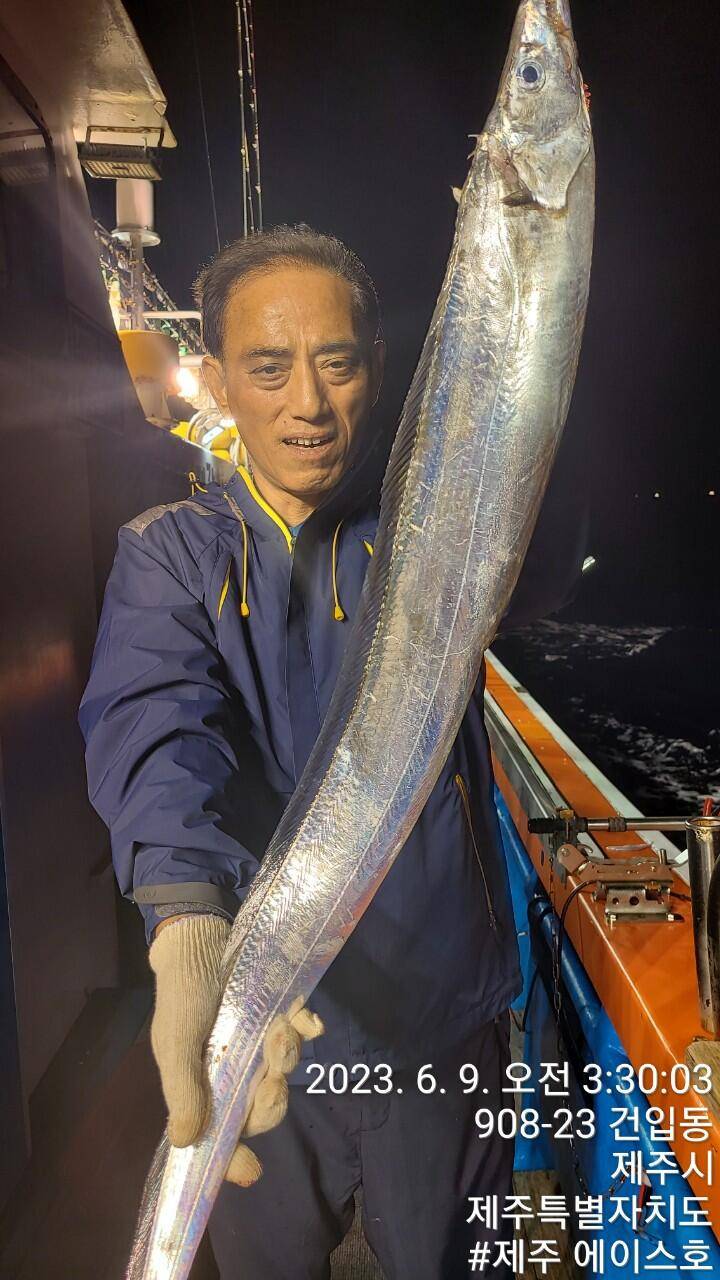 제주에이스호8일대갈치 조황입니다전좌석봉돌투승기 작착무료이용 (조황조행기 - 바다선상조황)