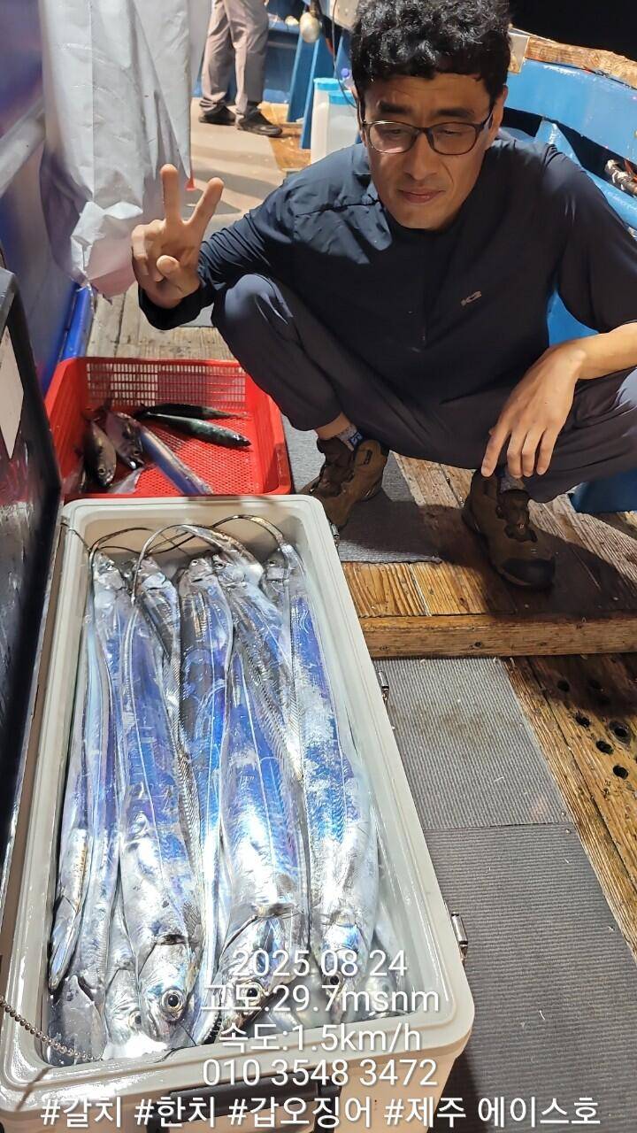 제주에이스호8월23일제주갈치조황입니다010 35483472010 3860 3472977톤22인승12석운전좌석봉돌투등기장착 청결은보장 (조황조행기 - 바다선상조황)