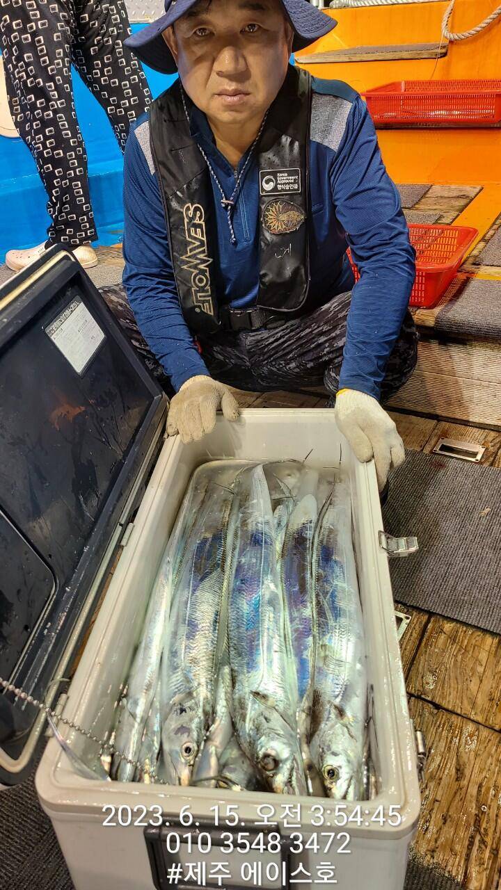 제주에이스호14일대갈치조황입니다전좌석봉돌투승기장착무료이용 (조황조행기 - 바다선상조황)