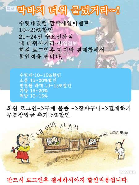 무더위 깜짝세일 수릿대닷컴1020할인행사중 (낚시용품정보 - 쇼핑몰홍보)