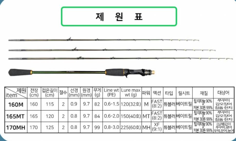 리좀 디그라블 쭈꾸미 갑오징어 낚시대 팝니다 (중고장터 - 비낚시용품)